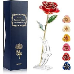 Ejoyous 24k Gold Ros, Handmade Preserved Rose, Eternal Flower Rose with Gift Box, Unusual Gifts, Wife, Girlfriend, Grandma, Valentine's Day, Mother's Day, Birthday, Wedding Day, Christmas, Anniversary
