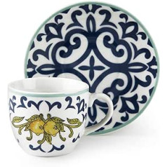 Excelsa Amalfi Set of 6 Porcelain Espresso Cups with Saucer