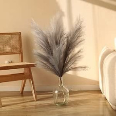 Fwuioge Pampas Grass Large 5 Stems 40 Inches / 100 cm Artificial Pampas Grass Decoration, Dried Flower Decoration, Suitable for Boho Living Room Bedroom and Vase Decoration (Grey)