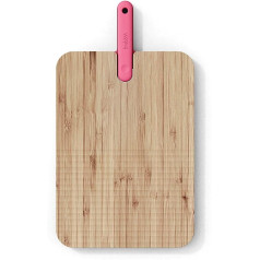 Trebonn Artù Integrated Knife Bread Bamboo Chopping Board with Serrated Bread Knife, 43 x 24 x 2.2 cm for Bread, Pizza, Lighter and Other Bread Products