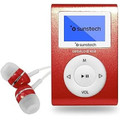 Sunstech DEDALOIII 8GB MP3 Player with FM Radio Tuner, Headphones Included, Red