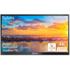 SYLVOX 43 Inch Outdoor TV 4K HDR Smart TV Voice Remote Control 2000nits Dolby Audio IP55 Waterproof Chromecast, DVB-T2/S2/C, DTV/ATV, Bluetooth & Wi-Fi, 10 Bit 1.07 Billion 178° Viewing Angle Pool Pro