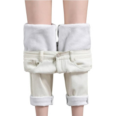DondPO Baggy Jeans Damen High Waist, Baggy Curvy Leichte Breite Jeanshose Jeans High Waist Straight Elegant Damen Arbeitshose Frauenkleidung Stretch Lockere Warm Gefüttert Hosen Strumpfhosen