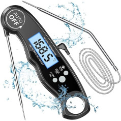 Cirycase Digital Meat Thermometer, Instant Read Roasting Thermometer, Grill Thermometer, External Long Probe with 102 cm Stainless Steel Cable, Alarm Setting, Oven Thermometer for Kitchen, BBQ, Oven,