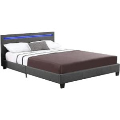 ArtLife Verona Upholstered Bed 120 x 200 cm - Bed Frame with Slatted Base, LED Lighting and Faux Leather in 2 Colours