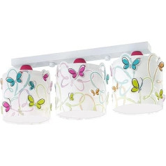 Dalber Pink Butterfly 3 Light Ceiling Light 51cm x 15cm x 19cm