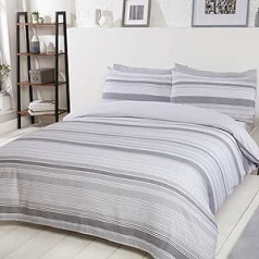 Sleepdown Chambray Cotton Blend King Size Duvet Cover Set Grey