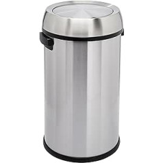 Amazon Basics 65 Litre Stainless Steel Cylindrical Round Swing Bin Silver/Black