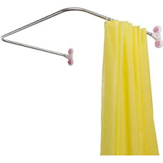 BAOYOUNI Bathroom U-Shaped Shower Curtain Rail Corner Shower Curtain Rod Pole, Decorative Curved Bathroom Curtain Rail Bar with Suction Cup 98 x 102 cm