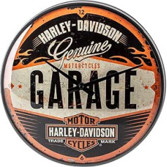 Nostalgic-Art Retro Wanduhr, Ø 31 см, Harley-Davidson – Garage – Geschenk-Idee für Biker, Große Küchenuhr, Vintage Design