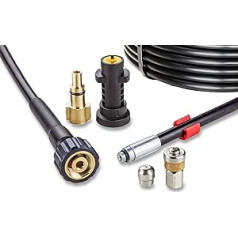 Knofer Pipe Cleaning Hose for Pressure Washers 30 m, 200 Bar Pipe Cleaning Set Suitable for Kärcher, Parkside, Lavor, Bosch Professional - Rigid Nozzle, Rotating Nozzle KNOFER