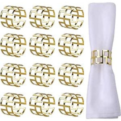 LogHog Delicate Christmas Gold Napkin Rings Set of 12, Ideal Table Decoration Napkin Buckles for Christmas, Thanksgiving, Wedding, Party, Holiday (Elegant Gold)