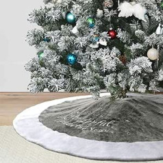 Dremisland Large Christmas Tree Skirt, 122 cm Knitted Christmas Tree Cover, Snowflakes Tree Skirt, Round Christmas Tree Skirt Mat for Home Christmas Party Decoration, Christmas Tree Decoration