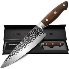 KONOLL Chef's Knife 8 Inch (20 cm) Kitchen Knife Chef's Knife Made of 5Cr15Mov Carbon Stainless Steel, Extra Sharp Knife Blade with Ergonomic Handle for Home and Restaurant