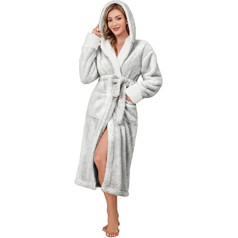 Nadeer Bathrobe Women's Cuddly Fleece Dressing Gown Men's Hooded Sauna Gown Travel Dressing Gown with Pockets and Belt