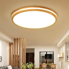 GHiycotdl LED Wooden Ceiling Light, 18 W, Modern Round Ceiling Light, Neutral White, 4500 K, Diameter 30 cm, Lamp for Bedroom, Living Room, Children's Room, Office, Study