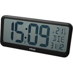 PRIM Radio Nika Digital Radio Controlled Alarm Clock, Radio-Controlled, Calendar, Thermometer, Modern Design Table or Wall Decoration for Living Room, Kitchen, Office, Bedroom and Any Room in the