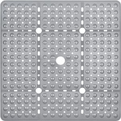 Kingrading XL Square Shower Mat Non-Slip - 70 x 70 cm Non-Slip Bath Mat with 240 Suction Cups Quick Drying Bath Mat with Drain Holes Grey Shower Mat Machine Washable