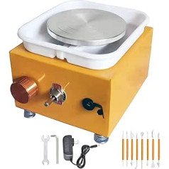 DYOUen Electric Pottery Wheel Clay Machine with 10 cm Turntable and Removable ABS Baffle Pottery Wheel Turntable Electric Mini Pot Pottery Set for Beginners (Yellow)