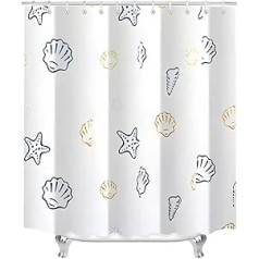 Lerores Shower Curtain 200 x 240 cm Sea World, Weighted Hem, Anti-Mould Textile, Water-Repellent, Washable Polyester Fabric Bath Curtains with Eyelets and 12 Shower Curtain Rings for Bathroom, Bathtub