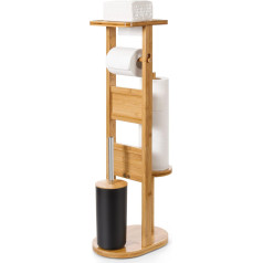 Yorbay Bamboo Toilet Brush Set with Toilet Roll Holder and Toilet Brush Holder / Smartphone Shelf / Toilet Brush / Toilet Roll Holder