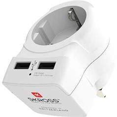 SKROSS | 1.500280 | Europe to UK USB | Travel Adapter Plug Europe to UK USB Charger 2 Ports 2.4A - Voltage and Power 100V - 1500W / 250V - 3750W - Anti Shock Protection