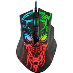 Defender Bulletstorm GM-928 Wired Gaming Mouse, Ergonomic Mouse with Optical Sensor, 7 Buttons, 4 DPI Settings, Multicolor Backlight, Soft Touch Case, Black