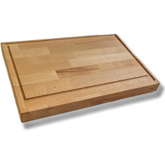 Решение LANA Большая разделочная доска с желобком для сока 450 x 320 x 40 мм. Изготовлена из промасленного бука. Доска для резьбы по дереву. Кухонна