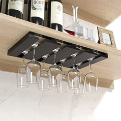 Hivexagon Glass Holder Hanging Wine Glass Rack Under Cabinet Stemware Racks with 4 Rows Metal Rod Shelves for Kitchen Restaurant Cabinets Shelf - Fits from 1.1 to 3.4 Inch Base of Cup