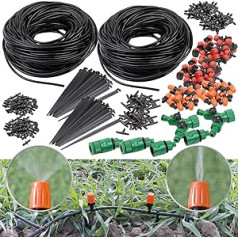 Royal Gardineer Watering Hose: Set of 2 136 Sprinkler Plant Watering Kit (Watering Hose with Nozzles, Dropper, Garden Hose)