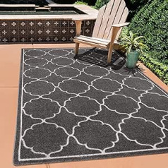 SANAT Outdoor Rug Weatherproof - Rug for Indoor and Outdoor Use - Balcony Rug Water-Repellent - Rugs for Patio, Garden, Kitchen, Bathroom or Living Room - Grey, 120 x 170 cm