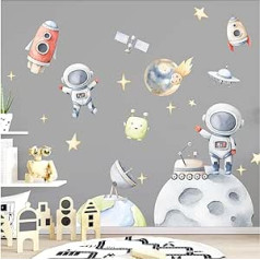 Little Deco DL834-4 Wall Sticker Space Planets Space Astronaut Wall Sticker Stars Baby Nursery Decoration