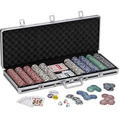 Fat Cat Bling 13.5 Gram Texas Hold 'em Clay Poker Chip Set with Aluminum Case, 500 Striped Dice Chips
