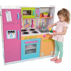 KidKraft Deluxe Big and Bright Children's Wooden Kitchen with Accessories, Play Kitchen with Cookware and Toy Mobile Phone, Toy for Children from 3 Years, 53100