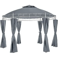 tectake 800723 Garden Gazebo Round Diameter 3.5 m Water-Repellent Gazebo Marquee Including Side Panels and Fixings (Anthracite)