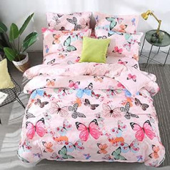 Butterfly Comforter Cover for Girls, Boys, Children, Retro Butterfly Bedding Set for Women, Home Decor Bed Linen Collection, Cute Cartoon Insects, Printed Soft Reversible Duvet Cover, 200 x 200 cm