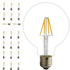 Mengjay 20 Stück 4W E27 G95 Glühbirne LED Edison Lampe Vintage Retro Stil Spiral Filament Birne,Ersatz 30W,360 Lumen,