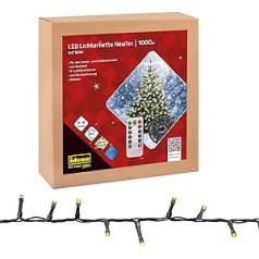 Idena 31115 LED Fairy Lights with 1000 LEDs in Warm White, 8 Hour Timer Function, Dimmer and Memory, with Cable Reel, Approx. 35 m Long, for Crafts, Party Decoration, Christmas Decoration, Wedding