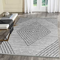 Mynes Home Washable Rug for Living Room, Easy-Care, Washable Rugs with Cotton Back, Machine Washable, Diamond Grey, 80 x 150 cm