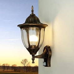 Licht-Erlebnisse Nostalgic Outdoor Wall Light with Motion Sensor XXL in Antique Copper E27 IP44 Country House Milano Yard