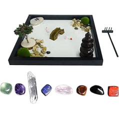 CHSEEO Zen Garden Sandpit with Healing Stone Chakra, Japanese Miniature Zen Sand Garden Zen Garden Tools for Decor Relaxation Meditation Buddhism and Mindfulness #6