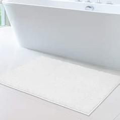 MAYSHINE Chenille Bath Mat, Non-Slip Bathroom Mat for Bathroom, Absorbent and Machine Washable Toilet Mat, Soft Plush Bathroom Rug, Bathroom Accessories (White, 60 x 100 cm)