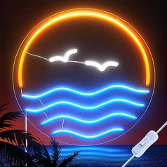 ALITOVE Neon Sign Sunset Neon Sign Sunrise and Sea LED Neon Light Sunset USB Powered for Living Room Office Wall Decoration DC 5V