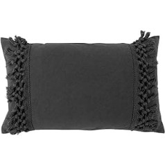 Macosa U1609293 Decorative Cushion 50 x 30 cm Anthracite Macrame Zip Cotton Includes Filling Sofa Cushion Cuddly Cushion Decorative Couch Cushion