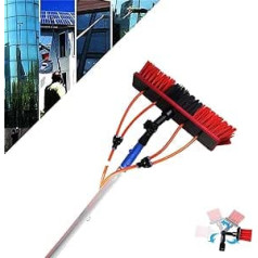 Gguwug Telescopic rod, water-carrying 3 m - 15 m, telescopic rod, roof cleaning with 35 cm brush, car wash brush, photovoltaic cleaning, solar cleaning, facade cleaning, window cleaning, conservatory