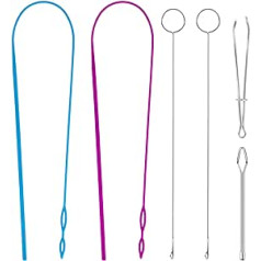 6 Pieces Sewing Loop Set with Drawstring, Flexible Loop Turner, Hook, Metal Tweezers, Long Loop Turner, Tool with Locking for Fabric, Belt, Stripe, Hoodie, Sweatpants,
