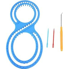 Afghan Loom Knitting Looms, Knitting Frame 8 Shape Plastic Blue Loom Kit with Crochet Sewing Needles for DIY Ceiling Socks Scarf Hat Craft