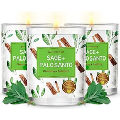 Magnificent 101 Set of 3 Long Lasting Pure Sage and Palo Santo Candles | 3.5 oz Each - 42 Hours Burn Time