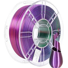 Silk PLA Filament, TRONXY 3 Colours Coextrusion 3D Printer Filament, Silk Gloss, Green-Purple-Copper Multicoloured PLA Fliament 1.75 mm +/-0.02 mm, 1 kg/2.2 lbs Rainbow Filament