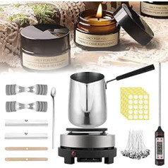 TZUTOGETHER Wax Candle Set for Crafts, 600 ml, Wax and Accessories for Making Scented Candles with Handle to Prevent Scalding, Electronic Heating Plate for Adults Beginners